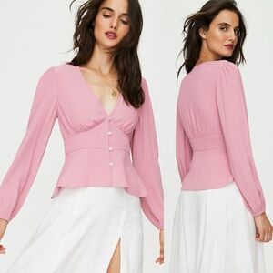 Aritzia Wilfred warm pastel pink prairie blouse size small